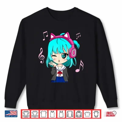 Sweatshirt Anime and Music Girl for Teen chibi graphic Anime girl Shirt