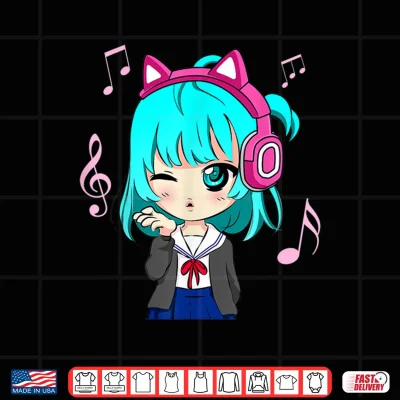 Design Anime and Music Girl for Teen chibi graphic Anime girl Shirt