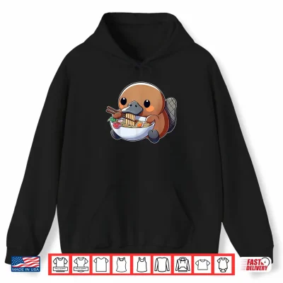 Hoodie Cute Platypus Ramen Anime Kawaii Japanese Eating Noodle Kids Shirt