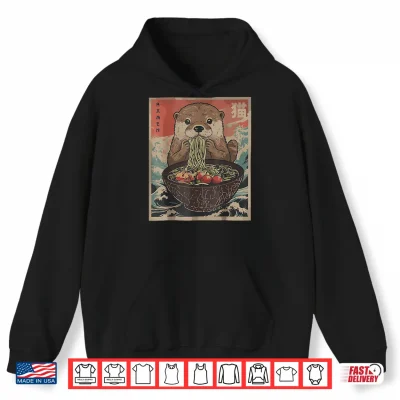 Hoodie Funny Otter Ramen Kawaii Anime Japanese Graphic Women Men Shirt