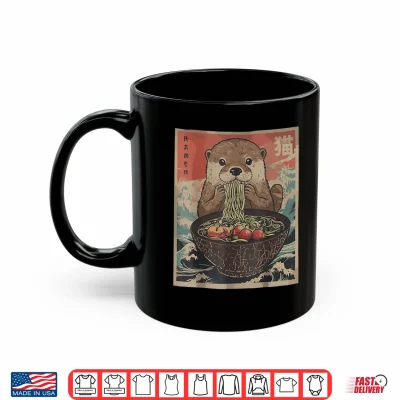 Mug Funny Otter Ramen Kawaii Anime Japanese Graphic Women Men Shirt