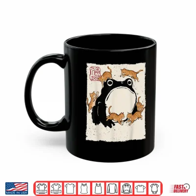 Mug Grumpy Frog Funny Cats Playing Cat Mom Anime Japanese Shirt