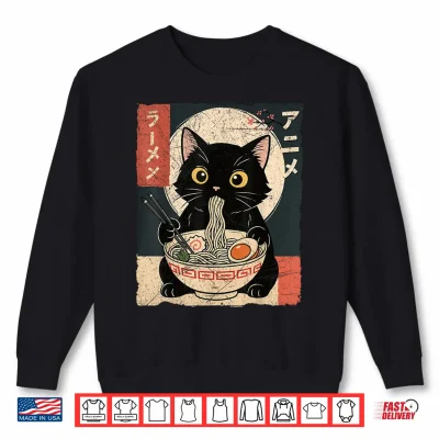 Sweatshirt Kawaii Anime Cat Ramen Japanese Graphic Men Women Teens Shirt