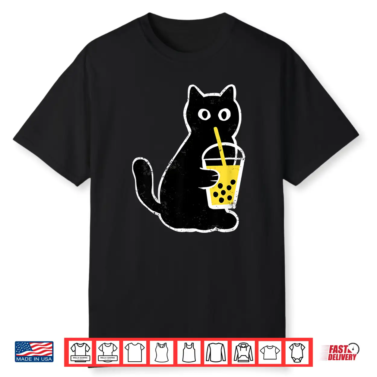 Womens Cat Boba Funny Anime Japanese Bubble Tea Lover Shirt