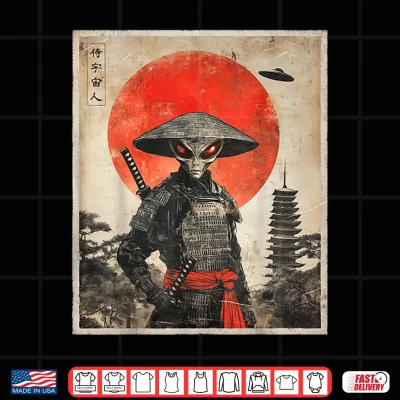 Alien Samurai Ufo Japanese Vintage Graphic Ukiyo E Art Funny Shirt 4 Design Alien Samurai UFO Japanese Vintage Graphic Ukiyo e Art Funny Shirt