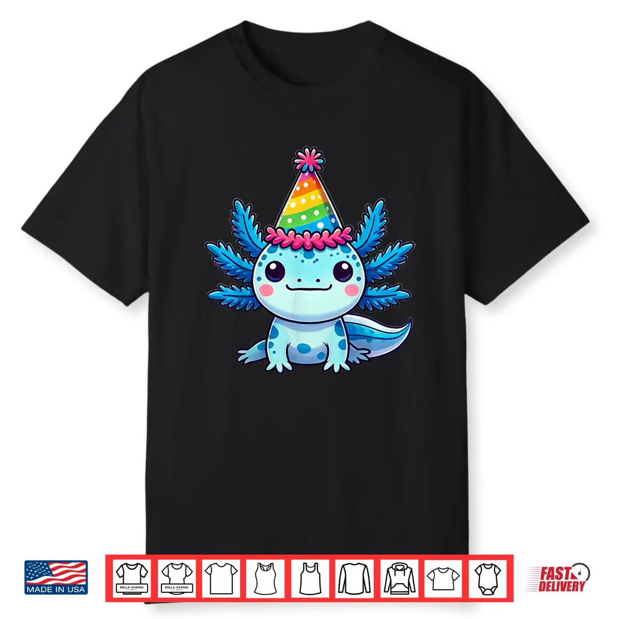 Anime Kawaii Axolotl Birthday Party Hat Shirt