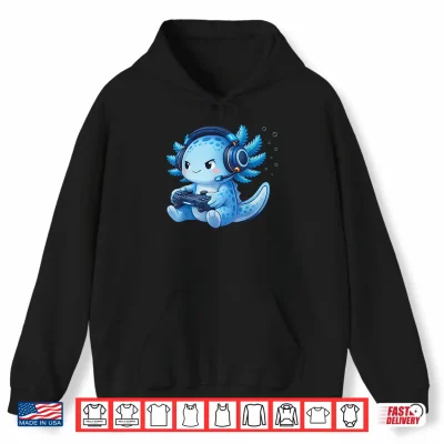 Hoodie Cute Axolotl Video Games Anime Funny Gaming Gamer Boys Kids Shirt