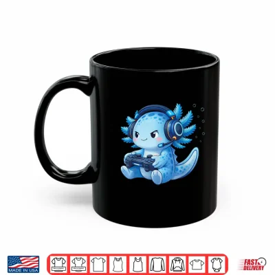 Mug Cute Axolotl Video Games Anime Funny Gaming Gamer Boys Kids Shirt
