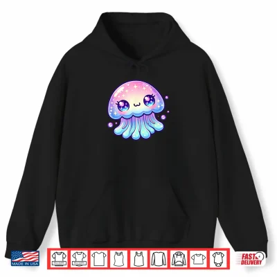 Hoodie Cute Kawaii Jellyfish Anime Fun Blue Pink Sea Critter Shirt