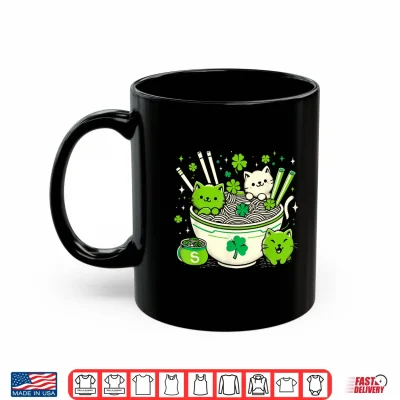 Mug Irish Ramen Cats Cute Anime St Patricks Day Women Girls Shirt