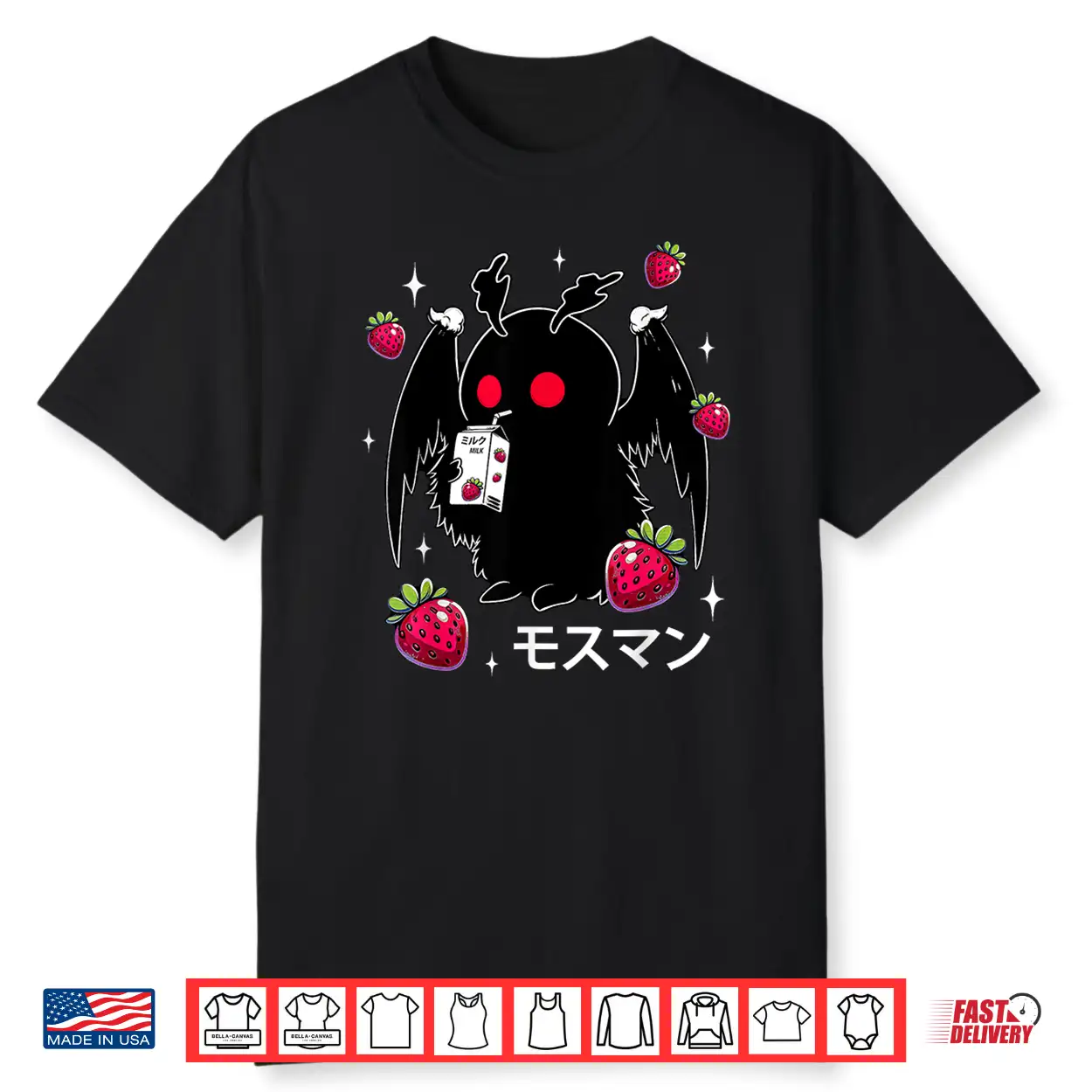 Mothman Kawaii Strawberry Milk Shake Cryptid Shirt
