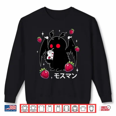 Sweatshirt Mothman Kawaii Strawberry Milk Shake Cryptid Shirt