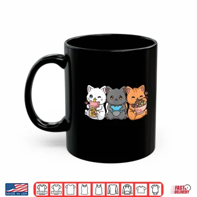 Mug Anime Boba Tea Bubble Tea Gaming Gamer Ramen Cat Shirt