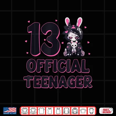 Design 13 Official Teenager 13th Birthday Goth Bunny Anime Girl Shirt