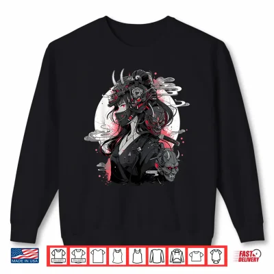Sweatshirt Anime Girl Gothic Waifu Japanese Kawaii Otaku Oni Mask Shirt