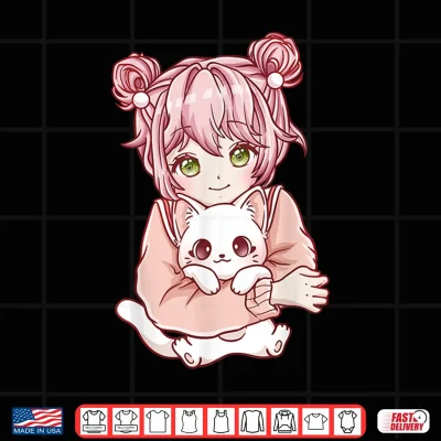 Design Anime Girl Cat Cats Kawaii Shirt