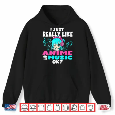 Hoodie Anime and music Kawaii chibi graphic teen anime girl Shirt