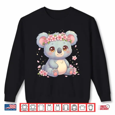 Sweatshirt Cute Anime Koala with Cherry Blossoms Flower Kids Girls Boys Shirt