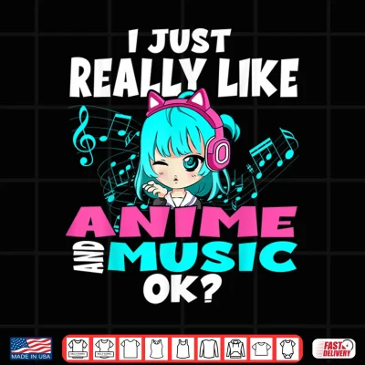 Design Anime and music Kawaii chibi graphic teen anime girl Shirt