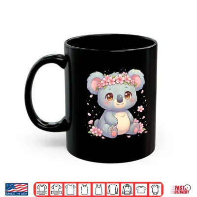 Mug Cute Anime Koala with Cherry Blossoms Flower Kids Girls Boys Shirt