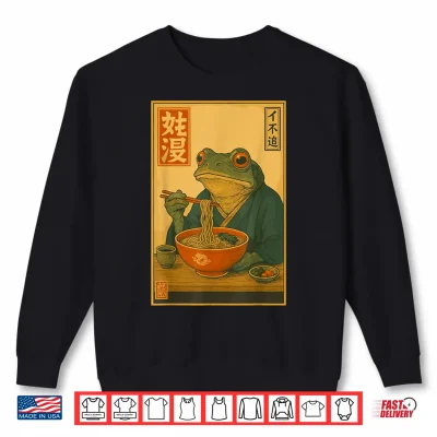 Sweatshirt Frog Eating Ramen Kawaii Neko Japanese Noodles Anime Lovers Shirt