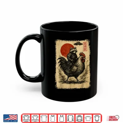 Mug Funny Vintage Raccoon Rooster Chicken UFO Japanese Anime Shirt