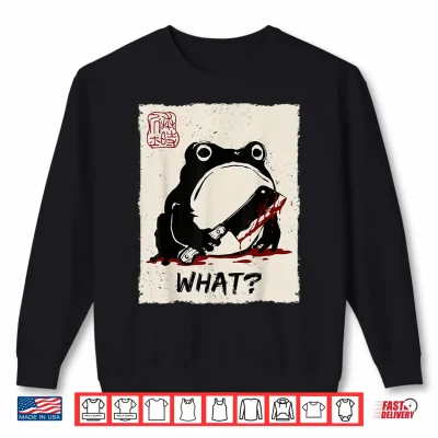 Sweatshirt Grumpy Frog Funny What Creepy Frog Knife Anime Japanese Shirt