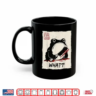 Mug Grumpy Frog Funny What Creepy Frog Knife Anime Japanese Shirt