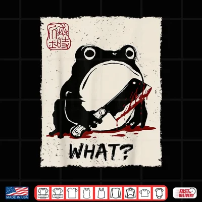 Design Grumpy Frog Funny What Creepy Frog Knife Anime Japanese Shirt