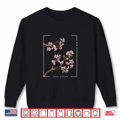 Sweatshirt Japanese aesthetic vaporwave cherry blossom glitch anime Shirt