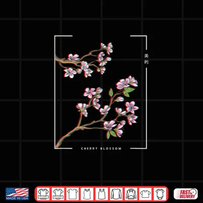 Design Japanese aesthetic vaporwave cherry blossom glitch anime Shirt