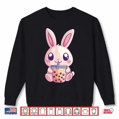 Sweatshirt Kawaii Bunny Rabbit Boba Tea Bubble Tea Anime Cute Easter Shirt