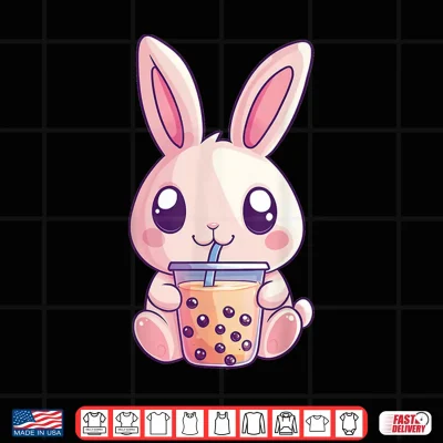 Design Kawaii Bunny Rabbit Boba Tea Bubble Tea Anime Cute Easter Shirt