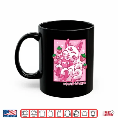 Mug Kitsune Japanese Anime Fox Kawaii Strawberry Milk Shirt