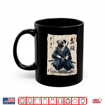 Mug Samurai Pug Japanese Anime Dog Pug Lover Funny For Men Women Shirt