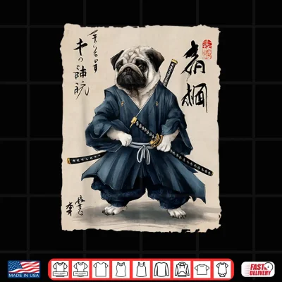 Design Samurai Pug Japanese Anime Dog Pug Lover Funny For Men Women Shirt