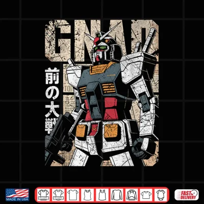 Design Vintage Mecha Robot Japanese Anime Style Retro Battle Suit Shirt