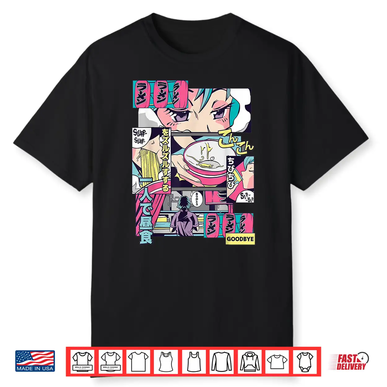 90S Japanese Vintage Kawaii Ramen Anime Manga Girl Shirt