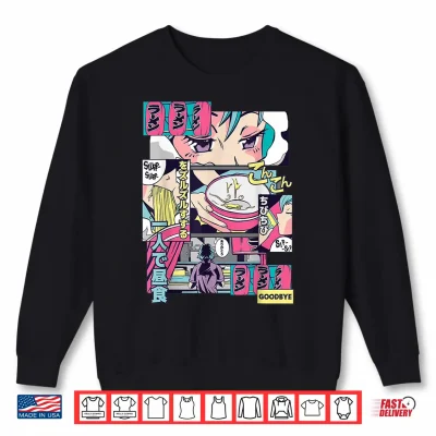 Sweatshirt 90s Japanese Vintage Kawaii Ramen Anime Manga Girl Shirt