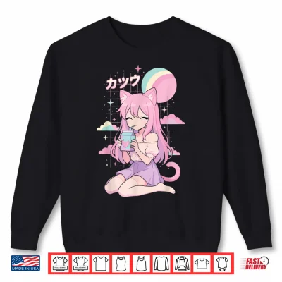 Sweatshirt Anime Girl Strawberry Milk Kawaii Aesthetic Manga Shirt