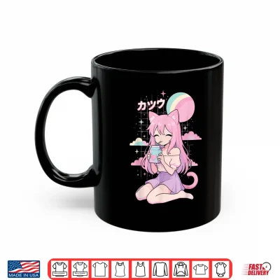 Mug Anime Girl Strawberry Milk Kawaii Aesthetic Manga Shirt