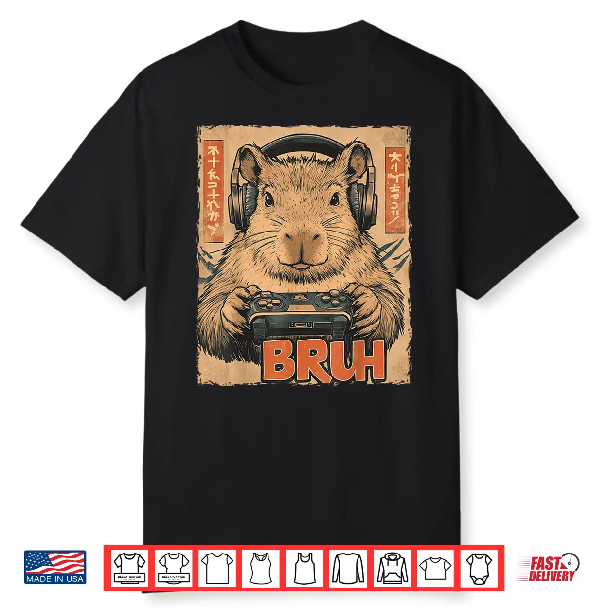 Funny Capybara Bruh Video Games Japanese Anime Manga Kawaii Shirt