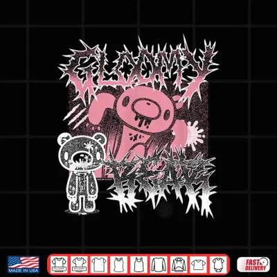 Design Gloomy Bear The Naughty Grizzly Metal Band Text Anime Manga Shirt