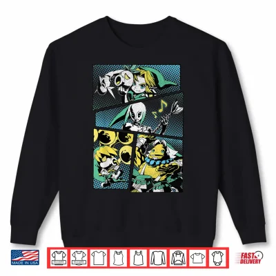 Sweatshirt Zelda Link Manga Style Comic Panels Shirt