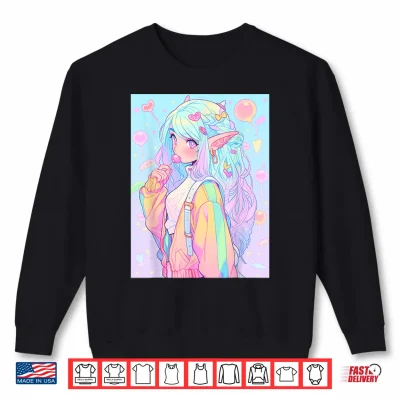 Sweatshirt Anime Girl Pastel Kawaii Waifu Elves Girl Shirt