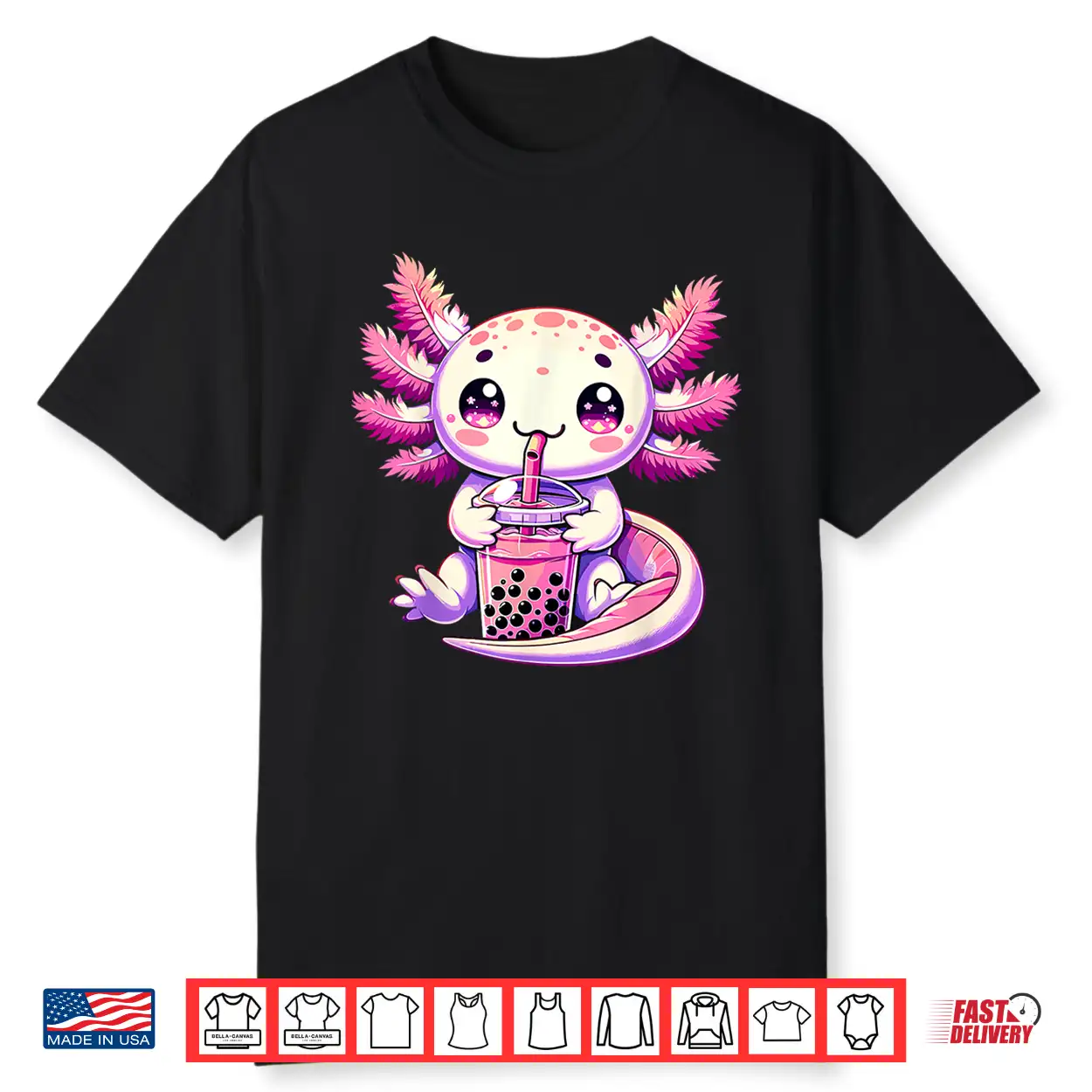 Axolotl Bubble Boba Tea Anime Cute Kawaii Axolotl Shirt