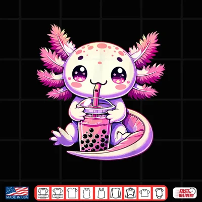 Design Axolotl Bubble Boba Tea Anime Cute Kawaii Axolotl Shirt