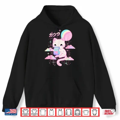 Hoodie Cat Strawberry Milk Anime 90s Japanese Cat Japan Shirt