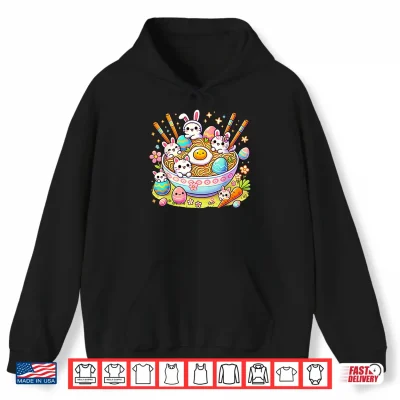 Hoodie Easter Ramen Cats Cute Anime Happy Easter Day Women Girls Shirt