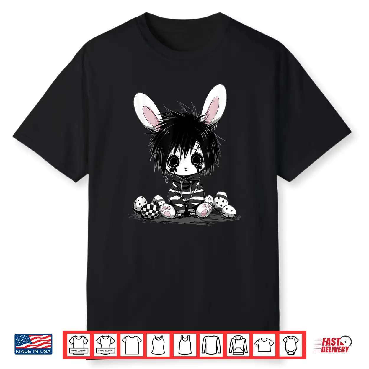 Emo Goth Black Easter Bunny K Pop Boy Girl Teen Grunge Punk Shirt